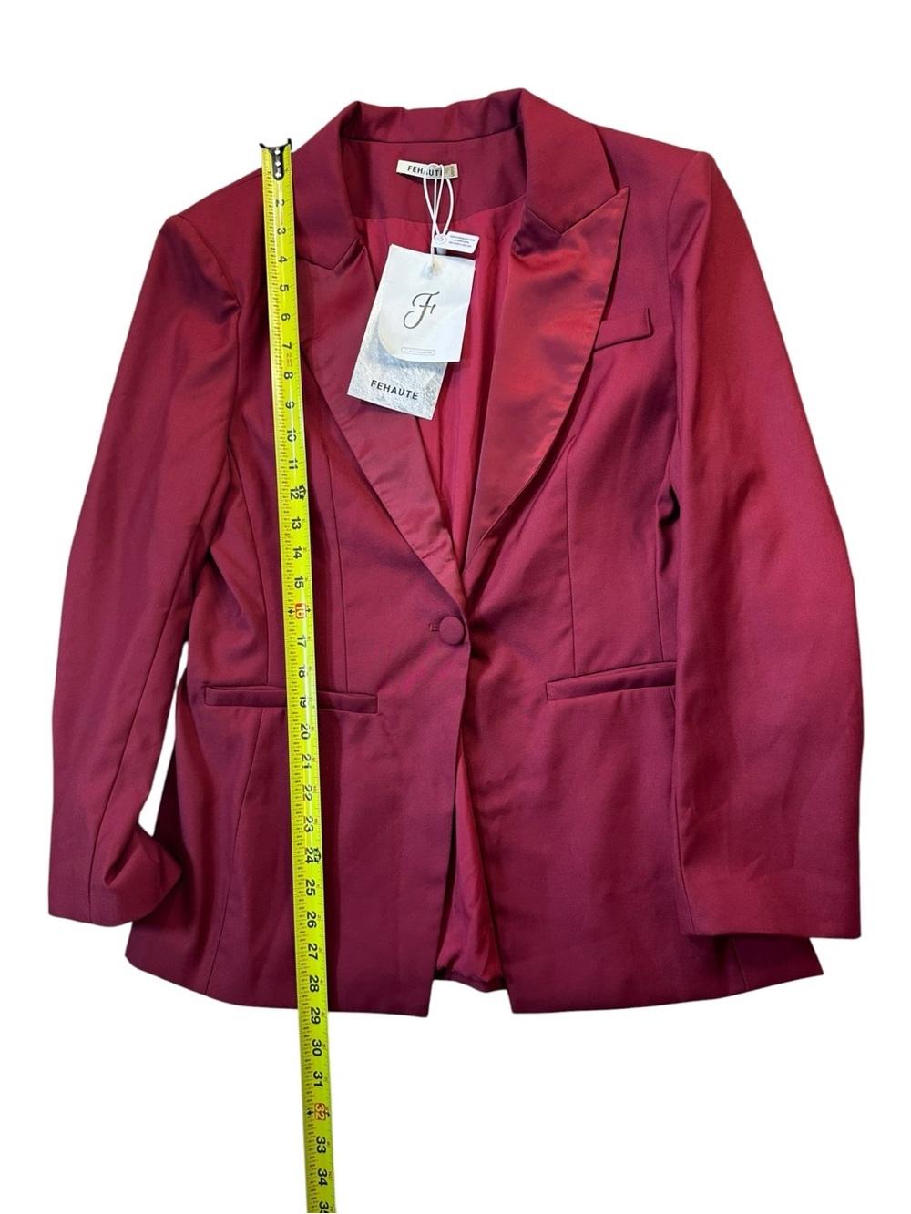 Fehaute Women Wine Red Lapel Collar Long Sleeve Dressy Blazer Size 12 NEW NWT - Picture 9 of 9
